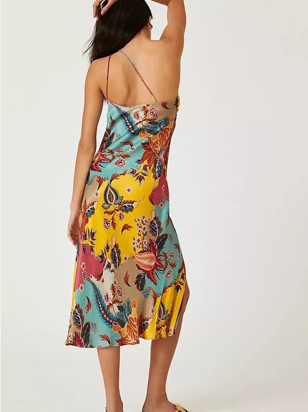 Anthropologie Bl-nk One-Shoulder Floral Multicolor Maxi Dress - Picture 2 of 8